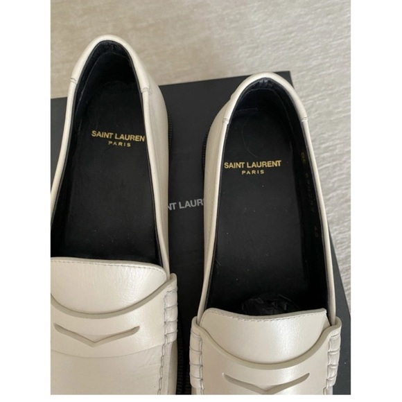 Saint Laurent White Leather Loafers - Picture 2 of 6